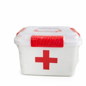 Premium First Aid Medicine Storage Box with Handle (White & Red)
